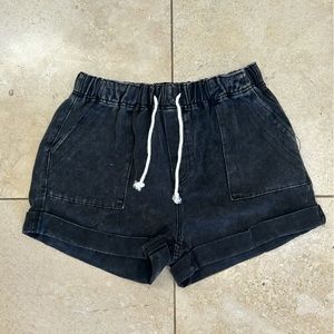 Washed Black Denim Shorts
